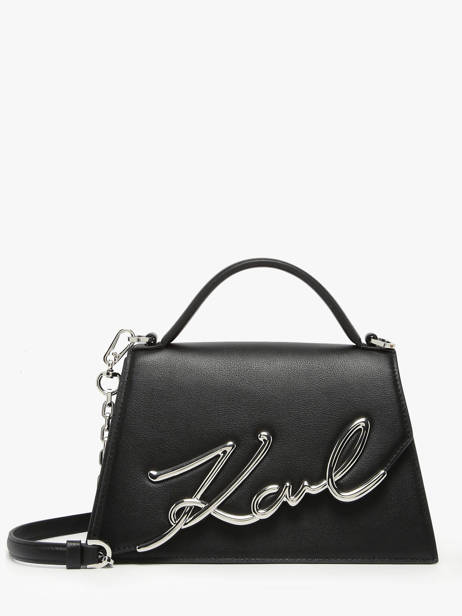 Cross Body Tas K Signature Leder Karl lagerfeld Zwart k signature A1W30036